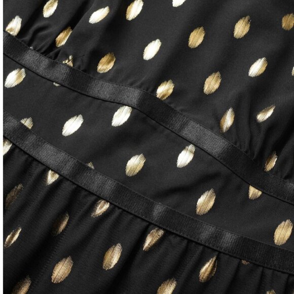 BloomChic Black and Gold Polka Dot Midi Dress - Picture 6 of 6